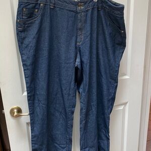Q womens Woman Within casual solid blue wide leg plus size jeans size 26W